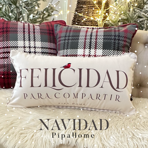 Cojín Mensaje Felicidad y Navidad